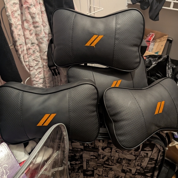 Black and Orange Car Neck Pillow Set - Picture 1 of 5